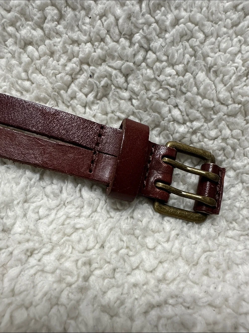 Slim  Double Belt & Buckle Faux Studded Vegan Leather Boho Goth Funky Belt